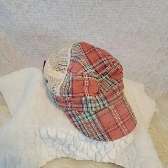 Fashion Plaid Mesh Army Cap Washington State Heart Love Peach Teal Beige OS - Picture 3 of 6